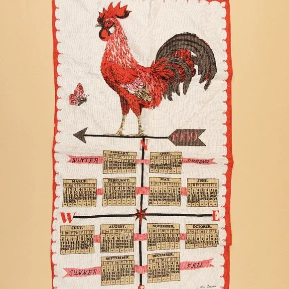 Kitchen | 1959 Rooster Hanging Fabric Calendar | Poshmark